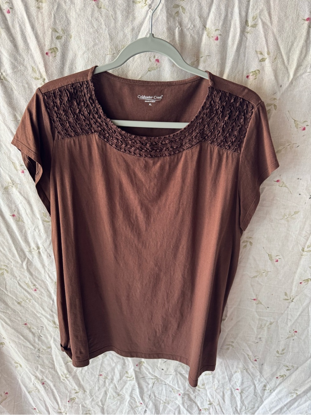 Coldwater Creek Chocolate Brown Short Sleeve Scoop Neck Top
